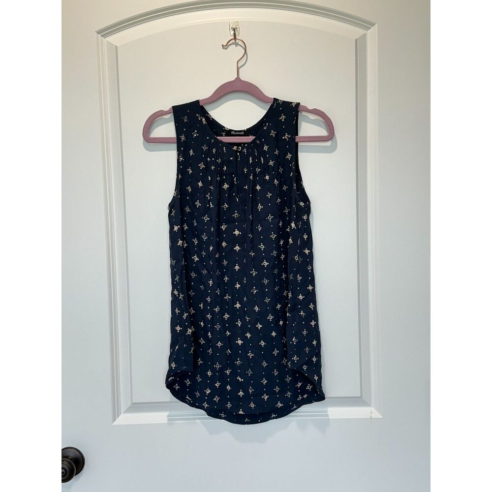 Madewell Memory Tank Medallion Dot Nay and Cream Size XS